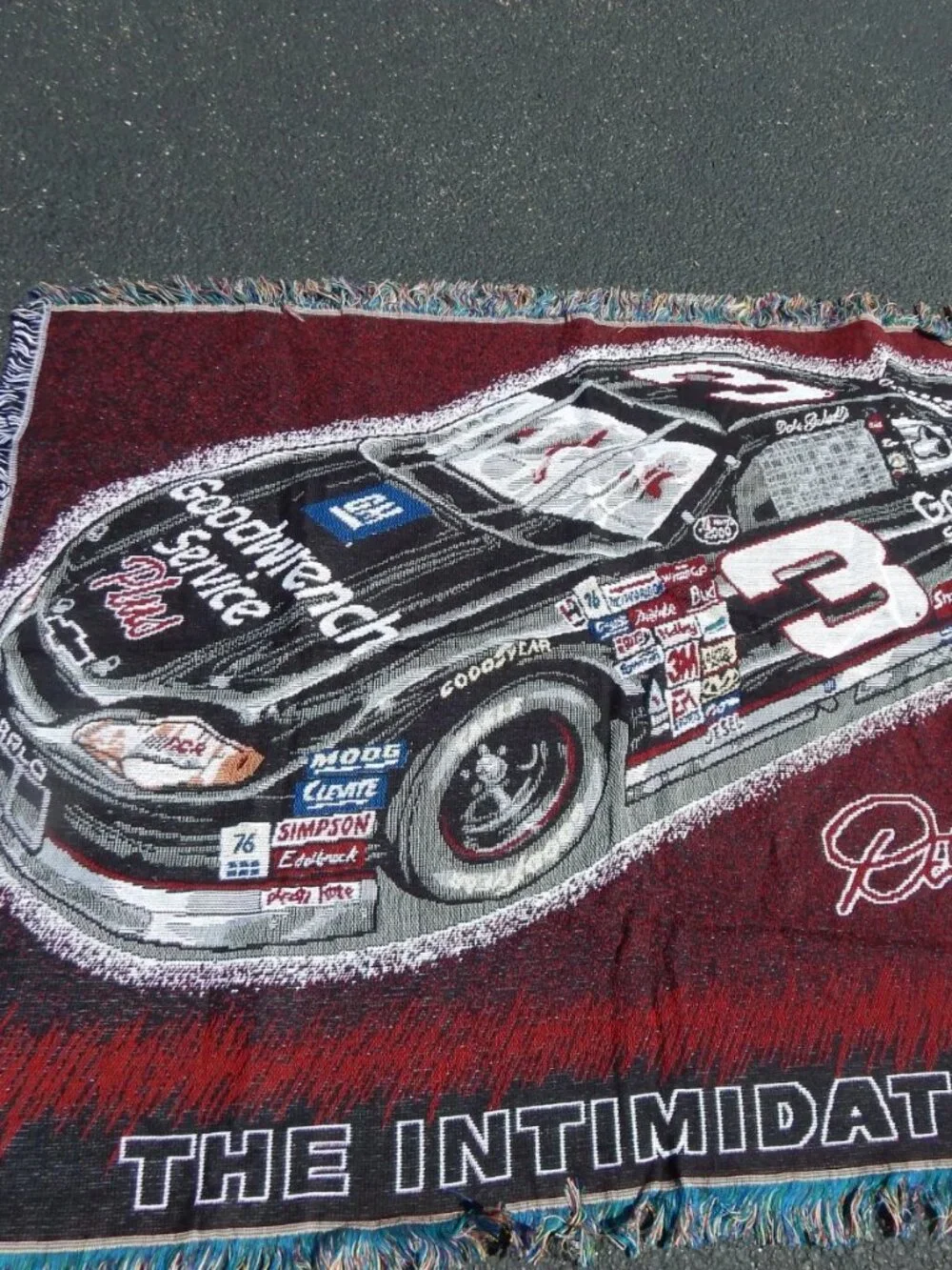 Dale Earnhardt The Intimidator #3 NASCAR Throw Blanket Tapestry 58x42 USA